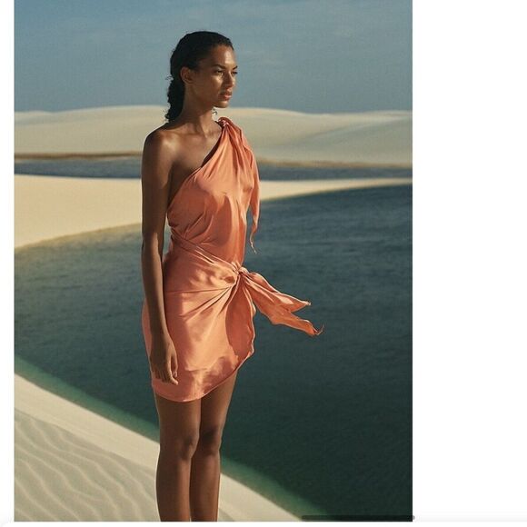Baobab Marea one shoulder mini dress in Blossom sarong tie Revolve $220 NWT Sz L - Picture 6 of 14